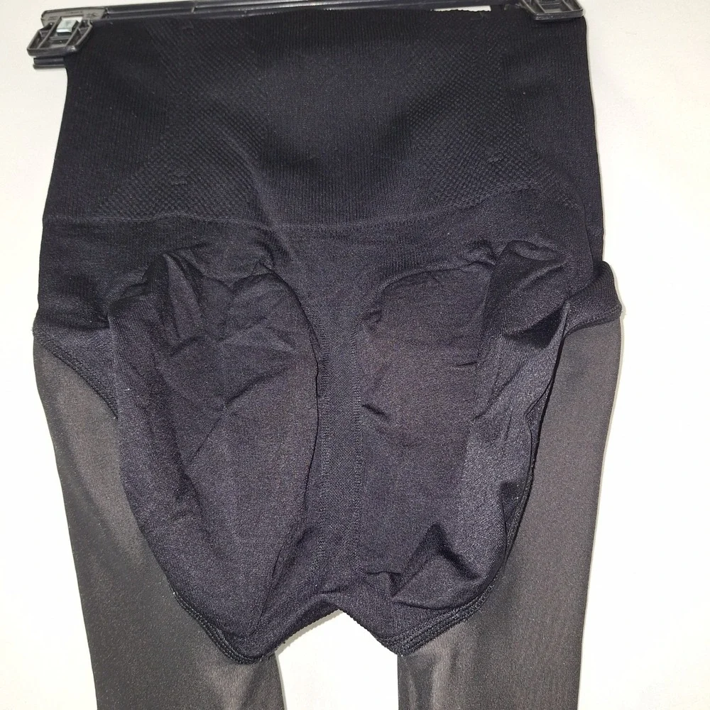 Y2K Soft Girl Layering Compression Shaping High Waist Footed Tights Black S